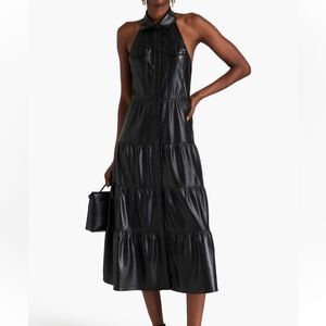 NWT! Alice + Olivia Black Miranda Tiered Midi Dress